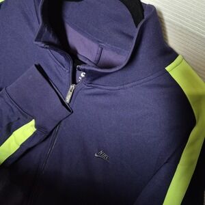Vintage Nike Track Jacket Deep Purple With Neon Yellow Stripe  70s 4XL